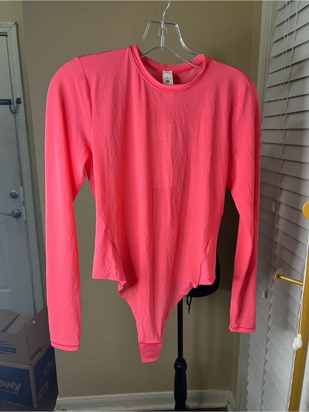 lululemon athletica Pink Long Sleeve Thong-back Bodysuit